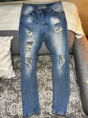 Bluenotes Tomboy Distressed Light Blue Skinny Jeans Sz 27